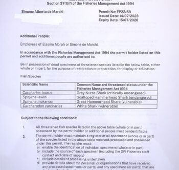 Department of Primary Industry Fisheries s37 permit
